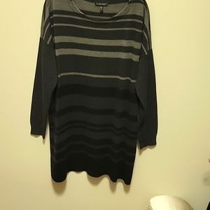 Eileen Fisher medium black and gray striped sweater made of Italian yarn.